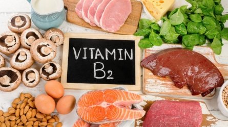 An image showing foods rich in Vitamin B2 (Riboflavin).