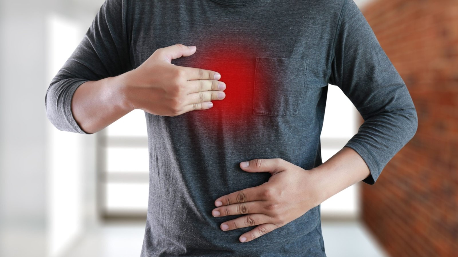 A man suffering from symptomatic acid reflux disease (GERD).