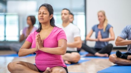 Yoga for women: A woman seen practising one of the yogic asanas.