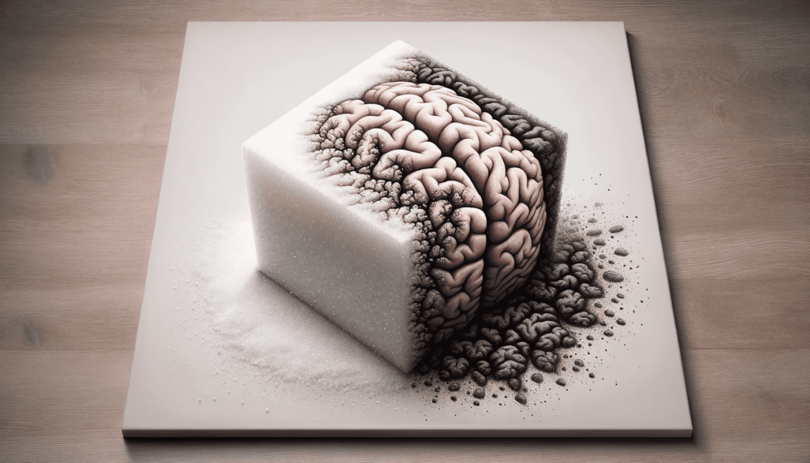 A creative representation of the connection between Sugar and Alzheimer's Disease.