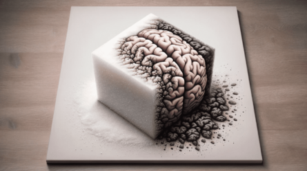 A creative representation of the connection between Sugar and Alzheimer's Disease.